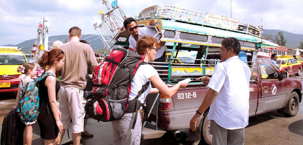 Getting around the islands by Songteaws Thailand