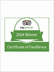 Trip Advisor certificate of excellence award 2014